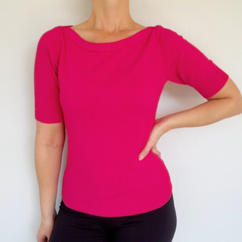 Jillian Nicole pink boat neck half sleeve cotton sweater size petite medium